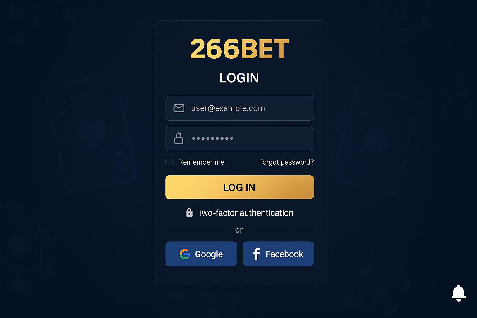 Criar uma nova Conta no plataforma 266BET